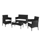 Outdoor Furniture with Soft Cushion and Glass Table, All Weather Manual Weaving Wicker Rattan Patio Chairs for Garden