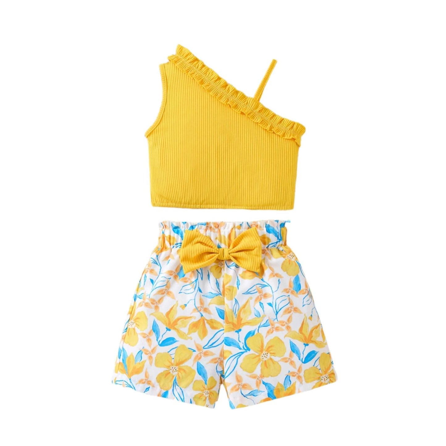 2025 Newborn Girl Baby Summer Sling Sleeveless Cotton Casual Daily Big Bow Print Baby Clothing Set - M & M Global