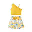2025 Newborn Girl Baby Summer Sling Sleeveless Cotton Casual Daily Big Bow Print Baby Clothing Set - M & M Global