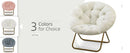JHK Cozy Saucer Chairs Faux Fur For Living Room Folding Thick Padded Seat Metal Frame X-Large Reading Lounge Furniture