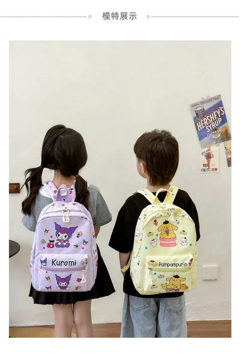 Sanrio Kuromi Hello Kitty My Melody Cinnamoroll Cartoon Backpack Cute Pompom Purin Pochacco School Bag For Adults Kids Sac A Dos - M & M Global