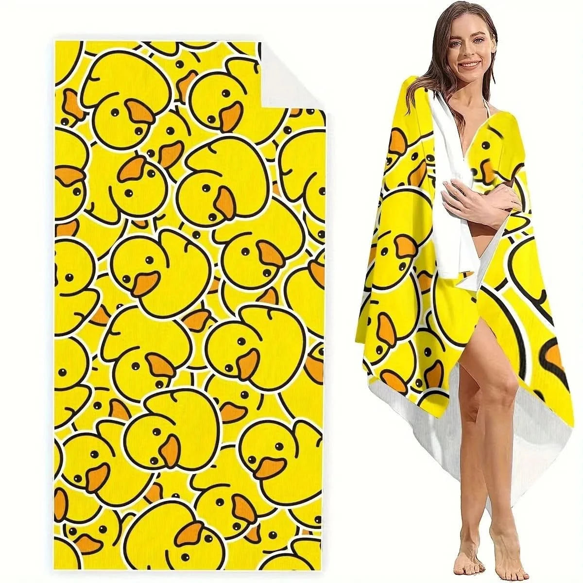 Extra Large Quick-drying Microfiber Beach Towel with Chic Duck Design - Super Absorbent, Lightweight and Stylish - M & M Global
