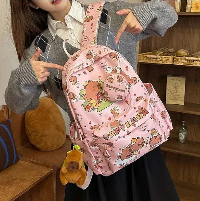 Cute Capybara Backpack for Girls Boys Student Teenager Children's Rucksack Women Cute Casual School Bags Kids Birthday Gift Toy - M & M Global