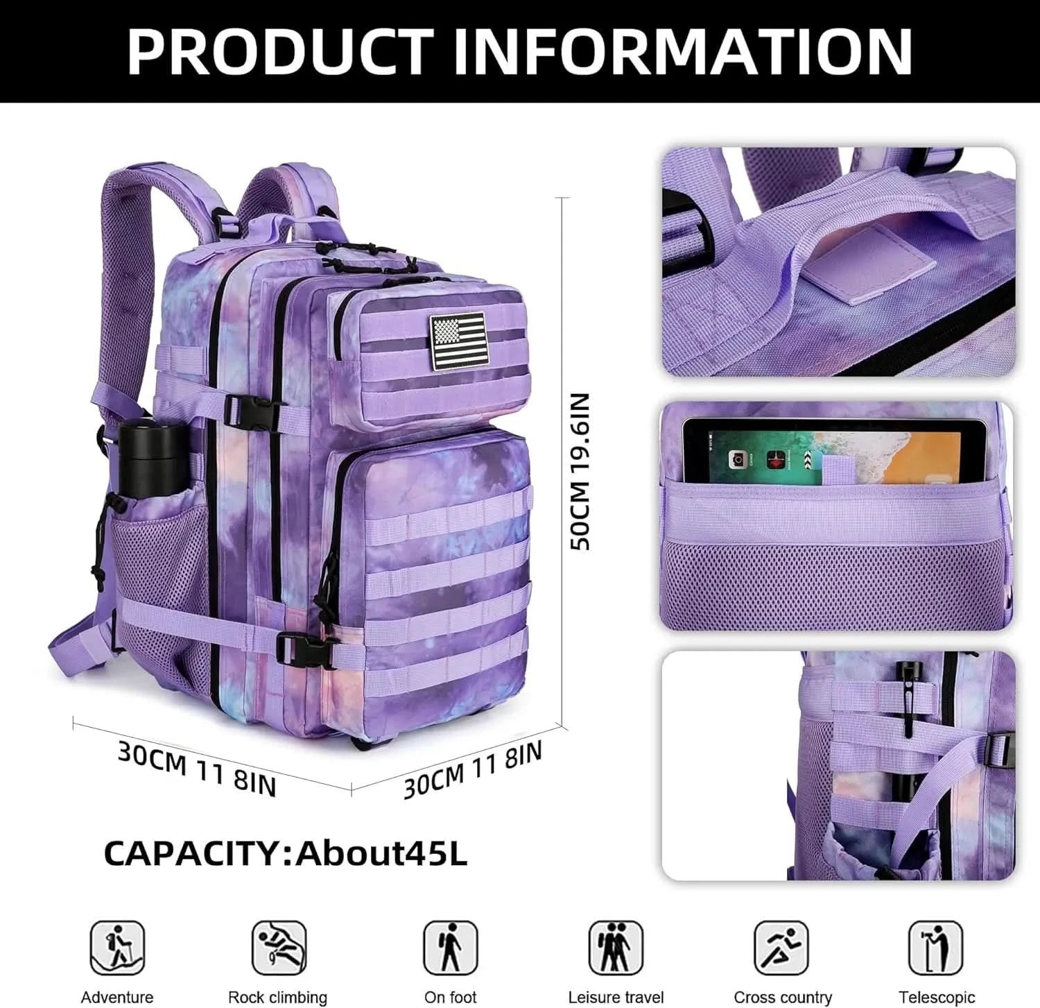 Tactical Backpack 3P Bag 45L Hiking Assault Backpack Outdoor 3 Days Travel Waterproof Climbing Rucksack Camping Hunting Mochila - M & M Global