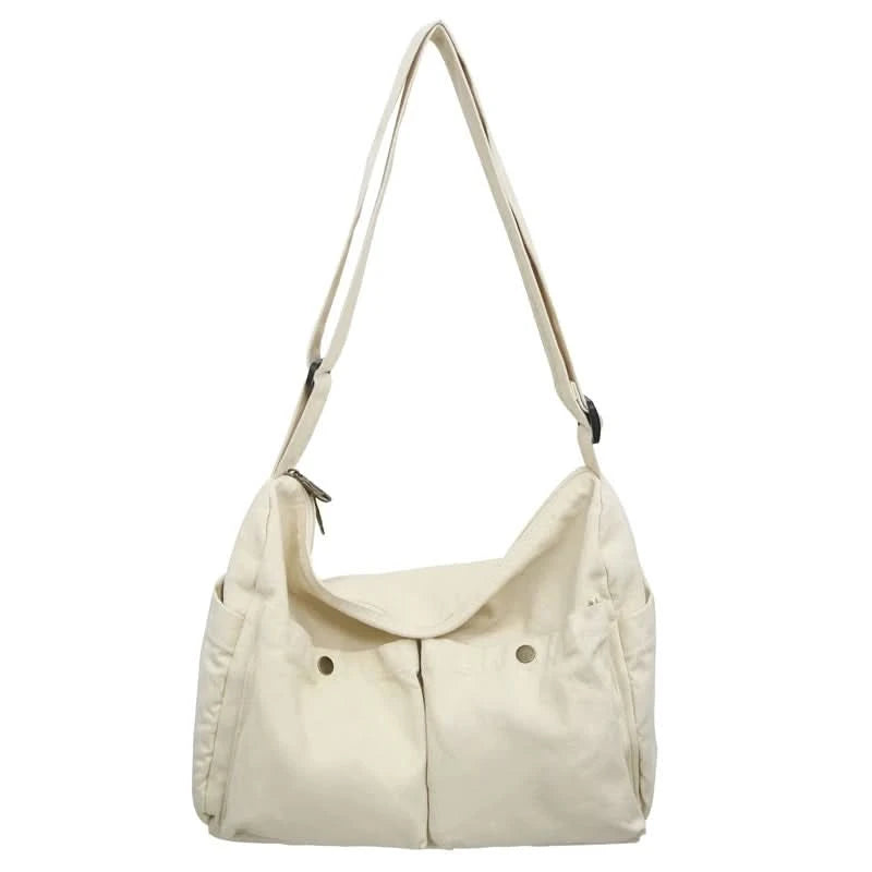 Vintage Style Canvas Messenger Bag Casual Travel Crossbody Bag Retro Large Capacity Shoulder Bag Multi Pocket Shoulder Bag - M & M Global