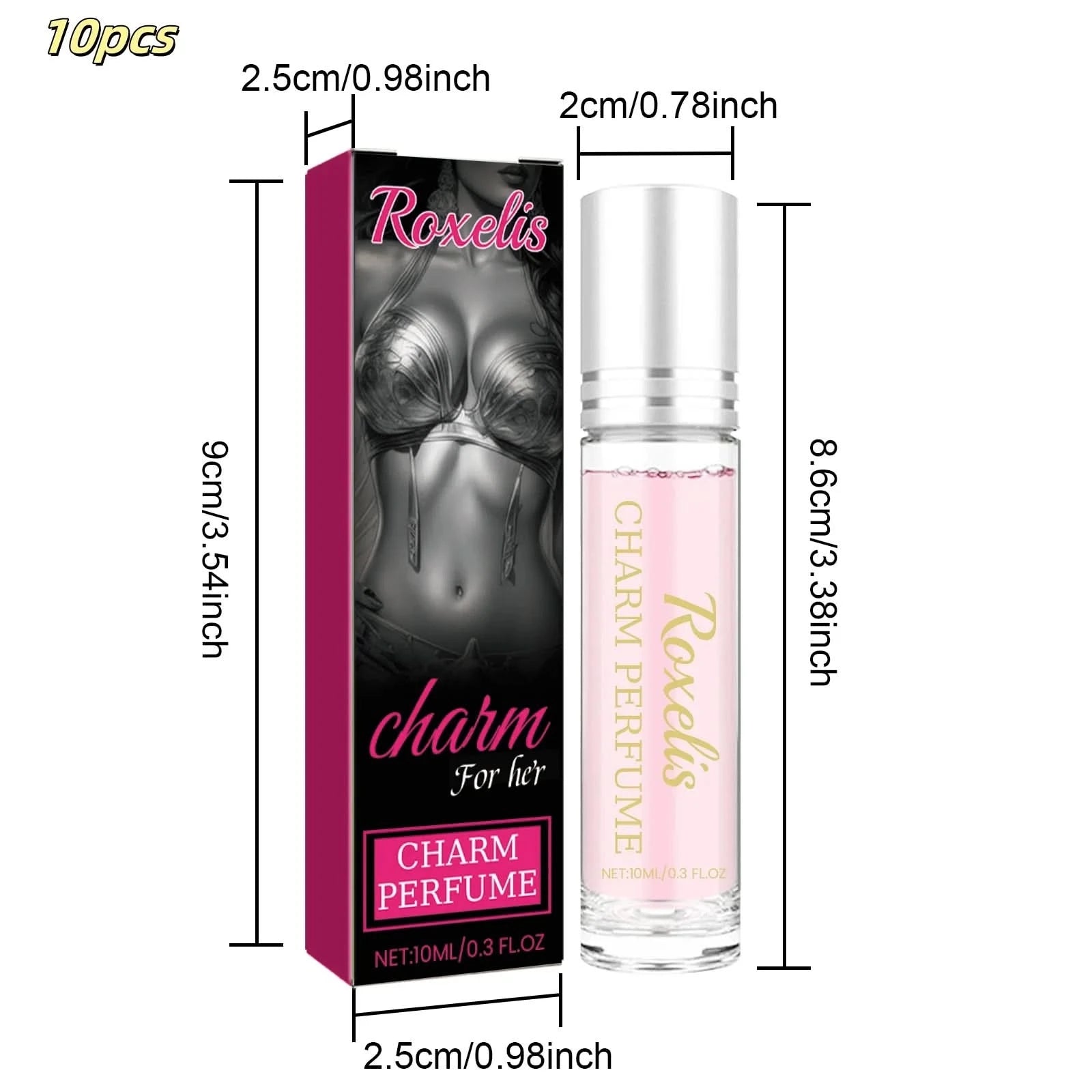 Roxelis Pheromone Ball Bearing Perfume Women's Portable Fragrance Couple Body Charm Fragrance Natural Fresh Fragrance 0.3 OZ - M & M Global