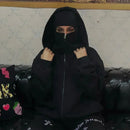 Men and women Balaclava Y2kGothic Harajuku winter new item double hooded sweatshirt men's hooded mask zipper sportswear