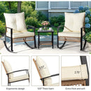 3-Piece Outdoor Rocking Bistro Set, Patio Furniture Set w/Soft Thick Cushions & 2-Tier Coffee Table, Rattan Conversation