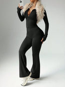 BWQ Women's Solid Color Long Sleeve & Long Pants Slim Fit Activewear Set