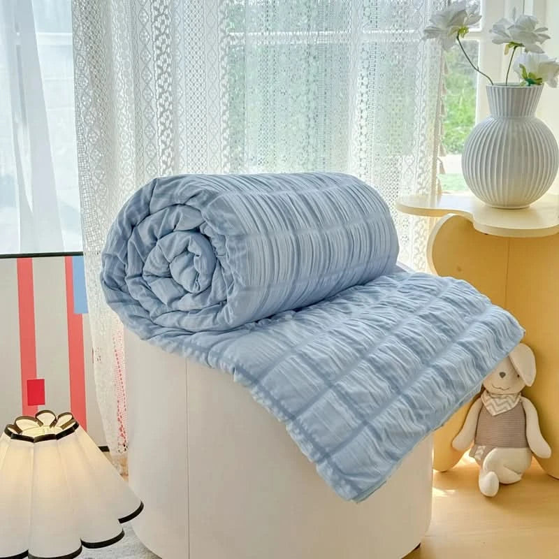 Single/Queen/Super King Size: Skin Friendly Solid Color Bubble Yarn Summer Quilt - M & M Global