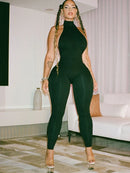 Weird Puss Sexy Peach Buttocks Jumpsuit Women Backless Halter Sleeveless Fitness Skinny Stretch Streetwear Sexy Activity Outfits