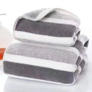 Soft Striped Bath Towel Set - Quick-Drying Absorbent Microfiber Face & Hand Towels for Bathroom, Home Spa - 70x140cm & 35x75cm - M & M Global