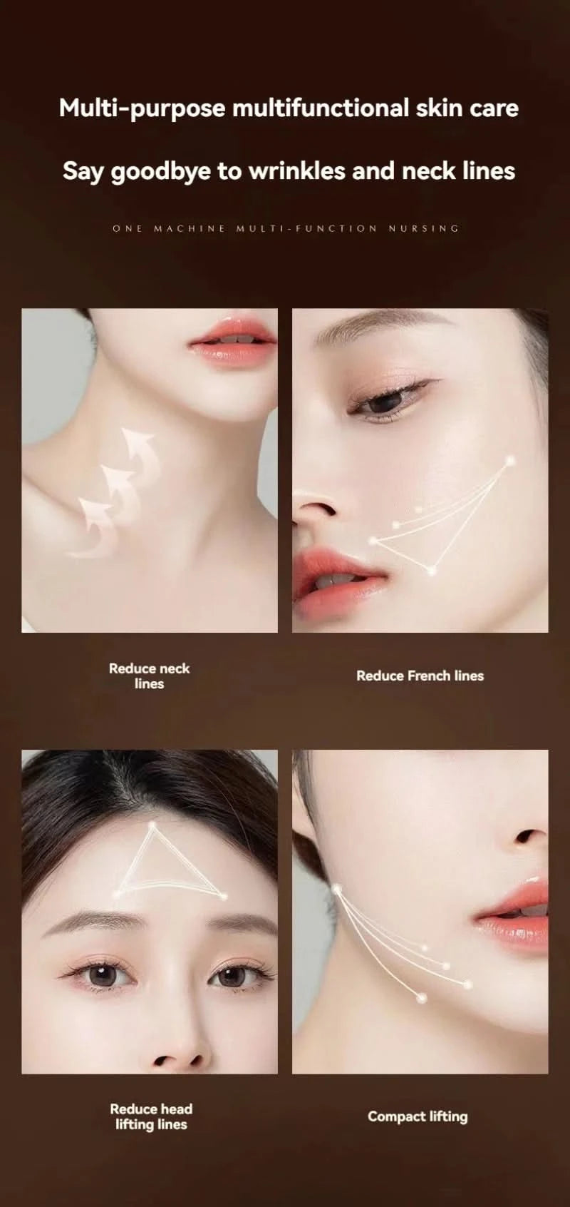 Gold Electric Facial Beauty Instrument Lifting And Firming Facial Eye Massager Household Vibration Ultrasonic Massager - M & M Global