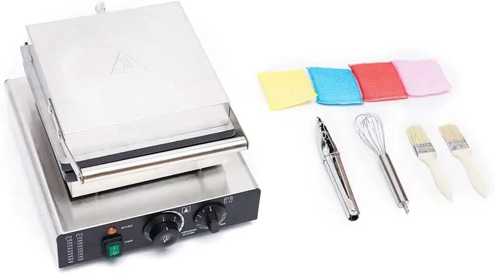 Commercial Belgian Waffle Maker 16 Pcs Round Belgian Waffle Maker 1750W Professional Non-stick Stainless Steel Waffle Iron with - M & M Global