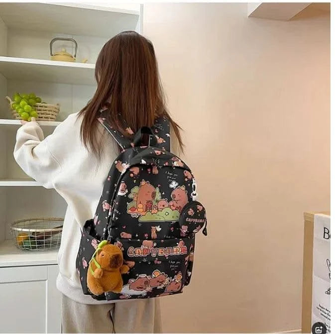 Cute Capybara Backpack for Girls Boys Student Teenager Children's Rucksack Women Cute Casual School Bags Kids Birthday Gift Toy - M & M Global
