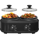 Double Slow Cooker with Two 1.25 QT Portable Dual Crock Pots for Home and Outdoor Use Ideal for Buffet Servers and Food Warmers