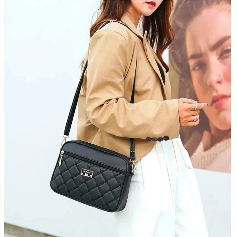 2025 Women's One Shoulder Small Square Handbag New Cross Border Foreign Trade Lingge PU Crossbody Versatile Small Messenger Bag - M & M Global