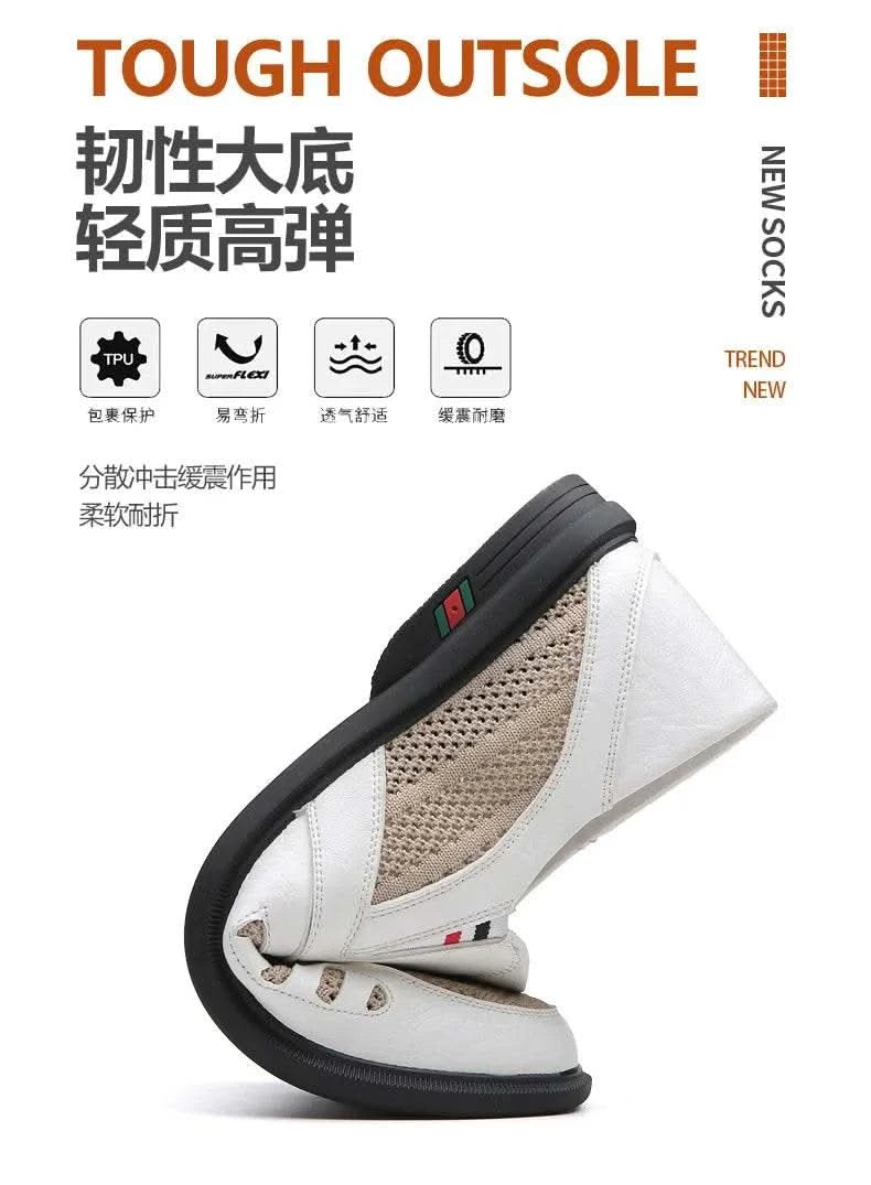 Business Leather Shoes For Men Summer British Style Hight Quality Casual White Leather Shoes Male Slip On Men Loafer Comfortable - M & M Global