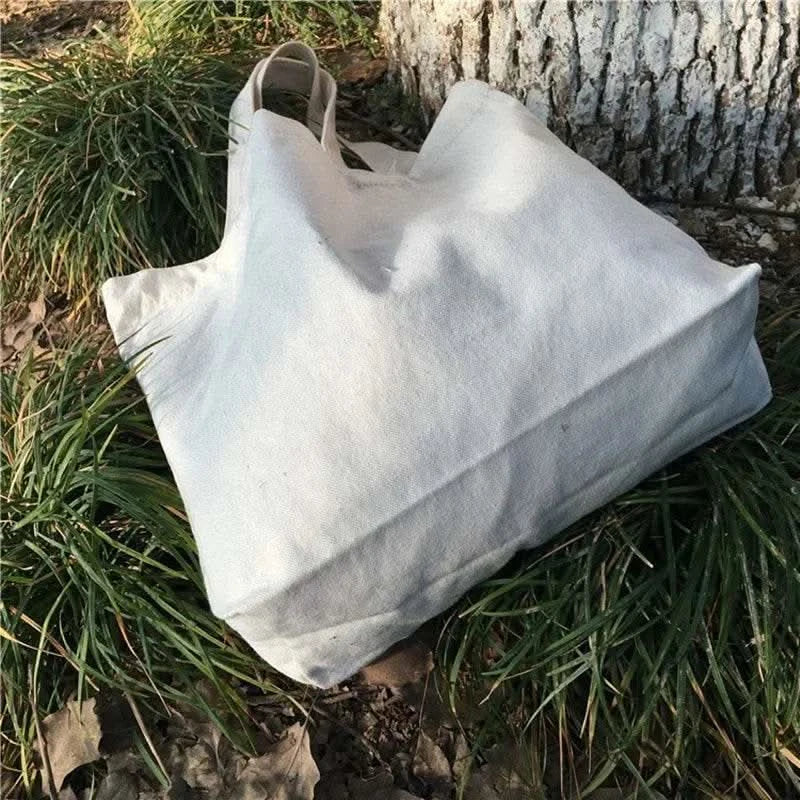 5 Pieces Set Blank Canvas Shopping Bags Reusable Foldable Casual Daily Shoulder Tote Handbag For Personalized Logo & Name Custom - M & M Global