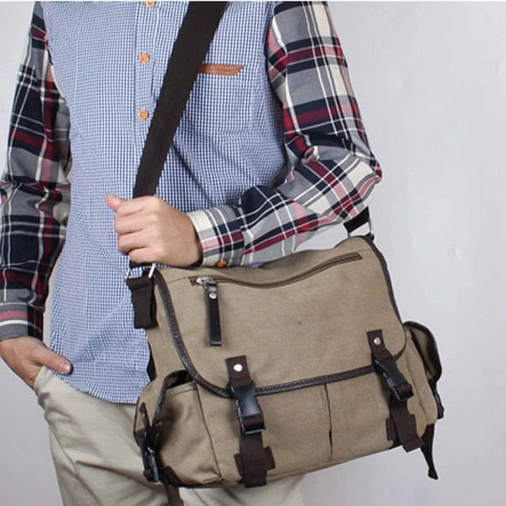 Classic Men Shoulder Bag Men's New Canvas Messenger Bag Outdoor Leisure Travel Multi Pockets Satchel Handbags Men's Designer Bag - M & M Global