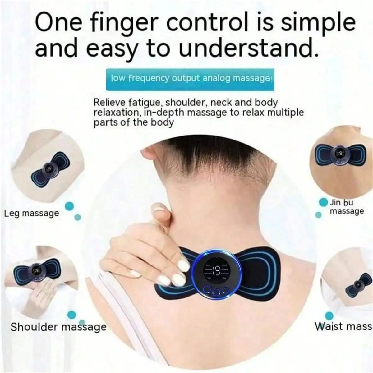Neck Massager LCD Display EMS Electric Cervical Massage Patch Low-Frequency Pulse Muscle Stimulation Pad For Relaxation - M & M Global