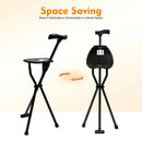 Portable Folding Cane with Seat Travel Cane Chair Walking Cane Walking Chair Walking Stick Walking Stool Load 249.12lbs Black