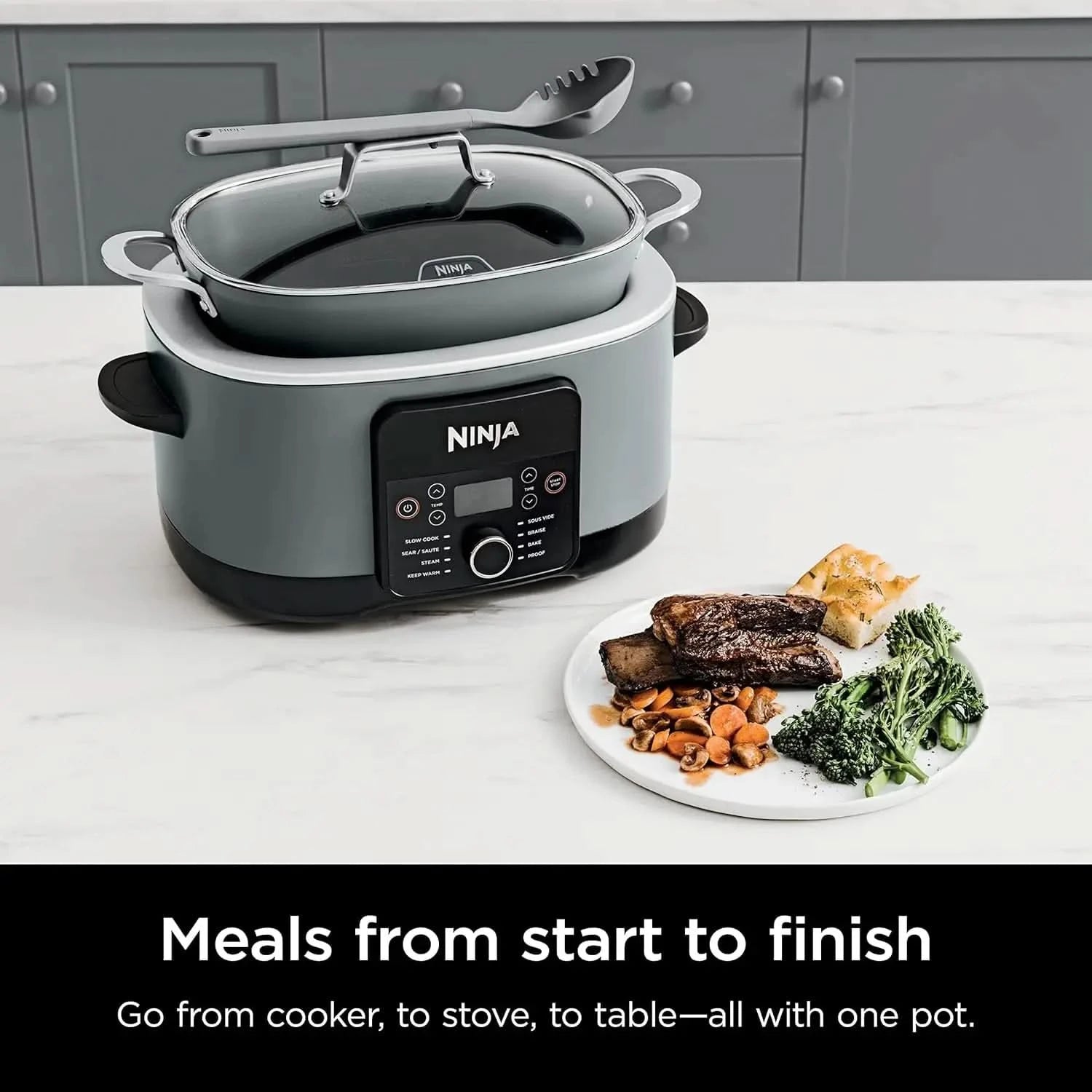 MC1001 Foodi PossibleCooker PRO 8.5 Quart Multi-Cooker, with 8-in-1 Slow Cooker, Dutch Oven, Steamer, Glass Lid Integrated Spoon - M & M Global