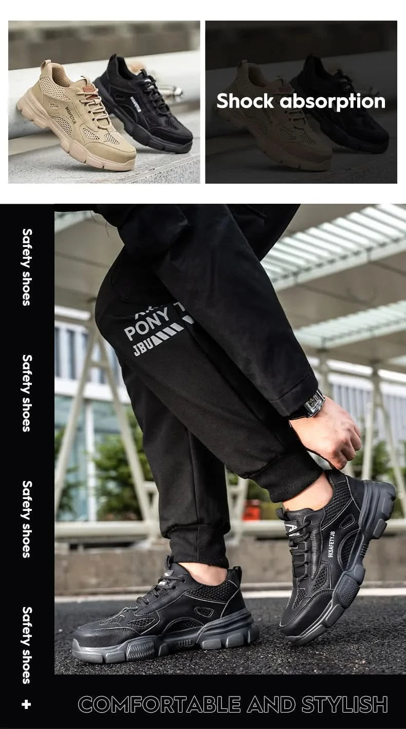 Men Work Sneakers Protective Shoes Safety Industrial Puncture-Proof Anti-smash Steel Toe Shoes Breathable Construction Work Shoe
