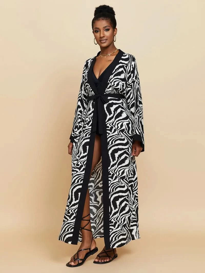 Para Praia Kimono Beach Robe 9 Colors Bikini Cover Ups Beachwear Femme Long Dress Sarong Women Loose Cardigan Swimsuit Covers - M & M Global