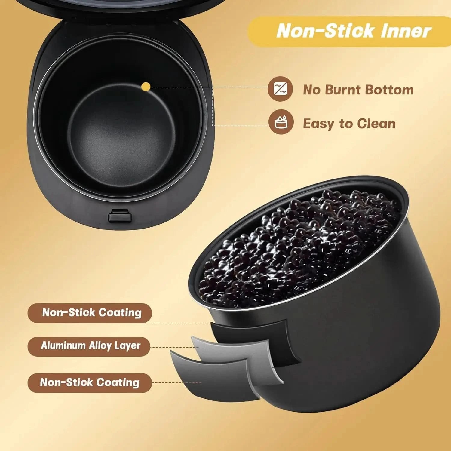 Automatic Boba Maker Machine, Tapioca Pearl Maker, 5L/1.3 GAL Brown Sugar Pearl Cooker, Smart Touch Control Panel Boba Maker, Co - M & M Global