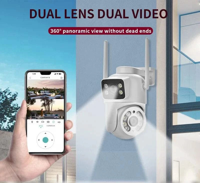 6MP WiFi Camera PTZ Dual Screens Auto Tracking Night Vision CCTV Surveillance Camera Outdoor 4MP Security IP Camera icsee - M & M Global