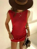2024 Summer Sexy One Neck Cut Out Circle Decoration Corset Slim Beach Mini Dress Women Seaside Beachwear Swimwear Cover Up A2796 - M & M Global