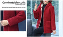 Thickened Hooded Cotton Jacket Women's Warmth Winter Coat Fleece Lined Mommy Style Outerwear Chinese Brand AE Stock