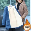 Thickened Hooded Cotton Jacket Women's Warmth Winter Coat Fleece Lined Mommy Style Outerwear Chinese Brand AE Stock