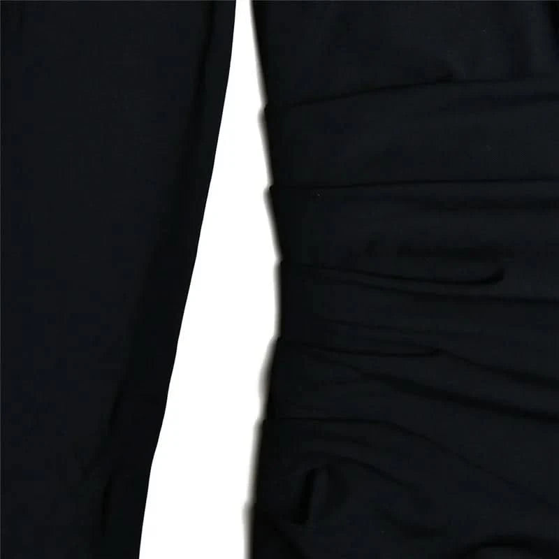 Mozision Oblique Shoulder Thigh High Split Maxi Dress Women Long Sleeve Backless Bodycon Sexy Club Party Long Dress Vestidos - M & M Global