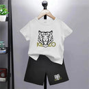 Tiger head Print Brand Kids T-shirt Boys Girls red Toddlers age 3-12 Fashion Clothing Short Sleeve+Shorts Outdoor Sports Set - M & M Global