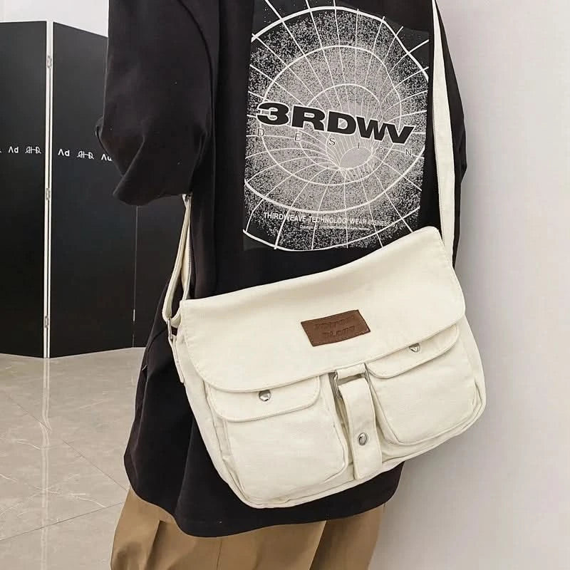 High Quality Canvas Handbag Shoulder Bags Large Capacity Crossbody Bags For Women Simple Casual Messenger Bag Student School Bag - M & M Global