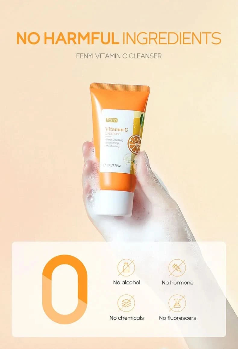 Vitamin C Facial Cleanser Skin Cleansing Moisturizing  Blackhead Remove Skincare Face Wash Foam Face Cleanser 50g - M & M Global