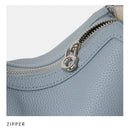 Top layer cowhide underarm shoulder bag 2025 new niche design minimalist blue fashionable soft leather saddle bag - M & M Global