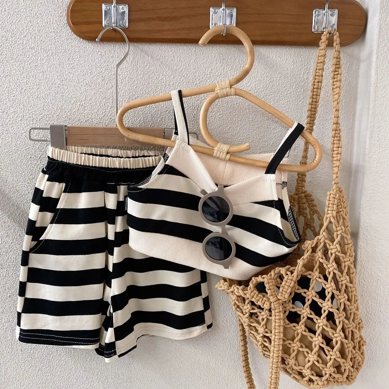 Baby Girl Boy Cotton Striped Clothes Set Hoodie and Shorts 2pcs Infant Toddler Child Tracksuit Spring Autumn Summer 1-7Y - M & M Global
