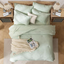 solid striped check Comforter set, soft microfiber, lightweight and breathable, easy to care for - bedding set for all seasons