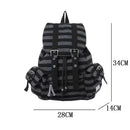 High Quality Korean Style Backpacks Drawstring Design Large Capacity Casual Bookbags Soft Flat Stripe Tote Bags - M & M Global