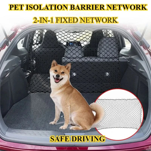 1pc Car Pet Isolation Net Dog Luggage Cat Storage Obstacle Network Safe Driving Fixed Hook Trunk Net Bag 120cm/70 Auto Organizer - M & M Global