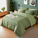 Queen Solid Color Comforter Set with Cut Flower Design – Lightweight, Breathable Microfiber Bedding for All Seasons, Machine Washable