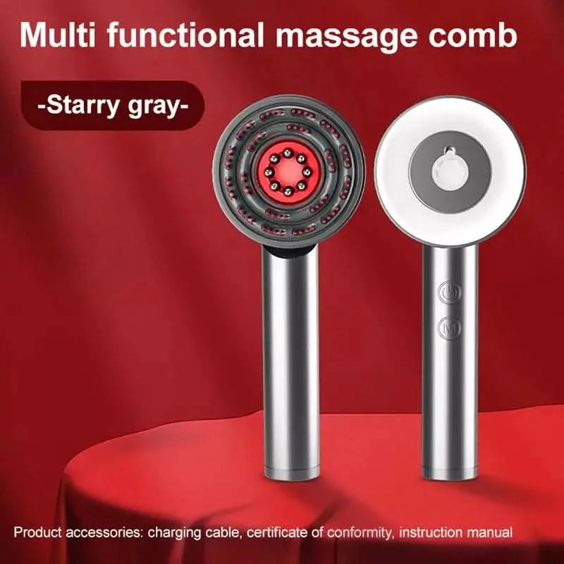 Electric Scalp Massager Hair Oil Applicator Scalp Massager 3 Modes Blue/Red Light Scalp Massager Tool Vibrating Massage comb - M & M Global