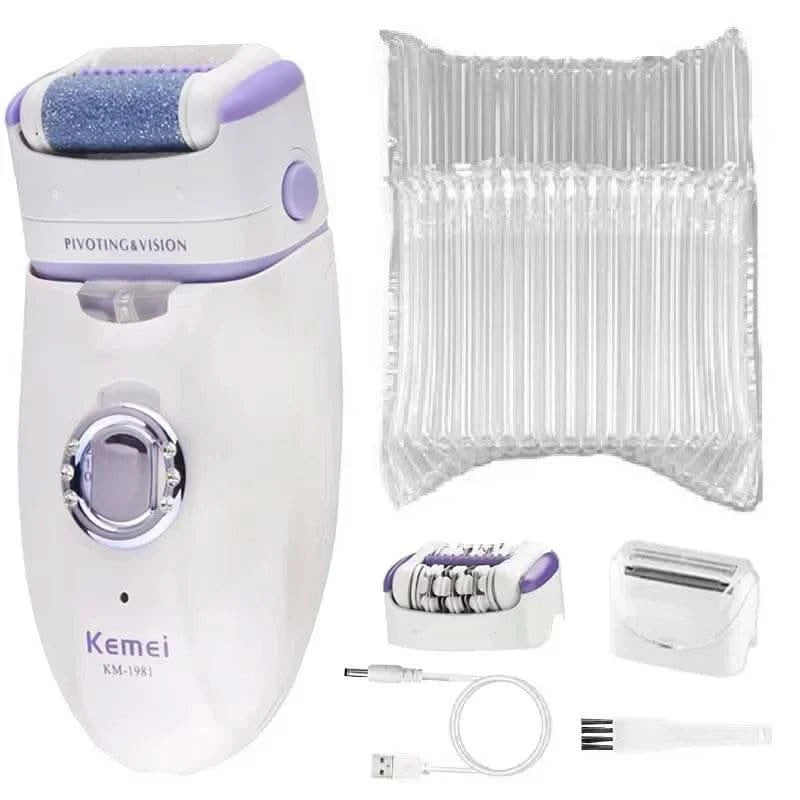 3in1 Electric Women Epilator Female Shaver Leg Body Hair Removal Lip Chin Depilatory Lady Bikini Trimmer Facial Hair Remover - M & M Global