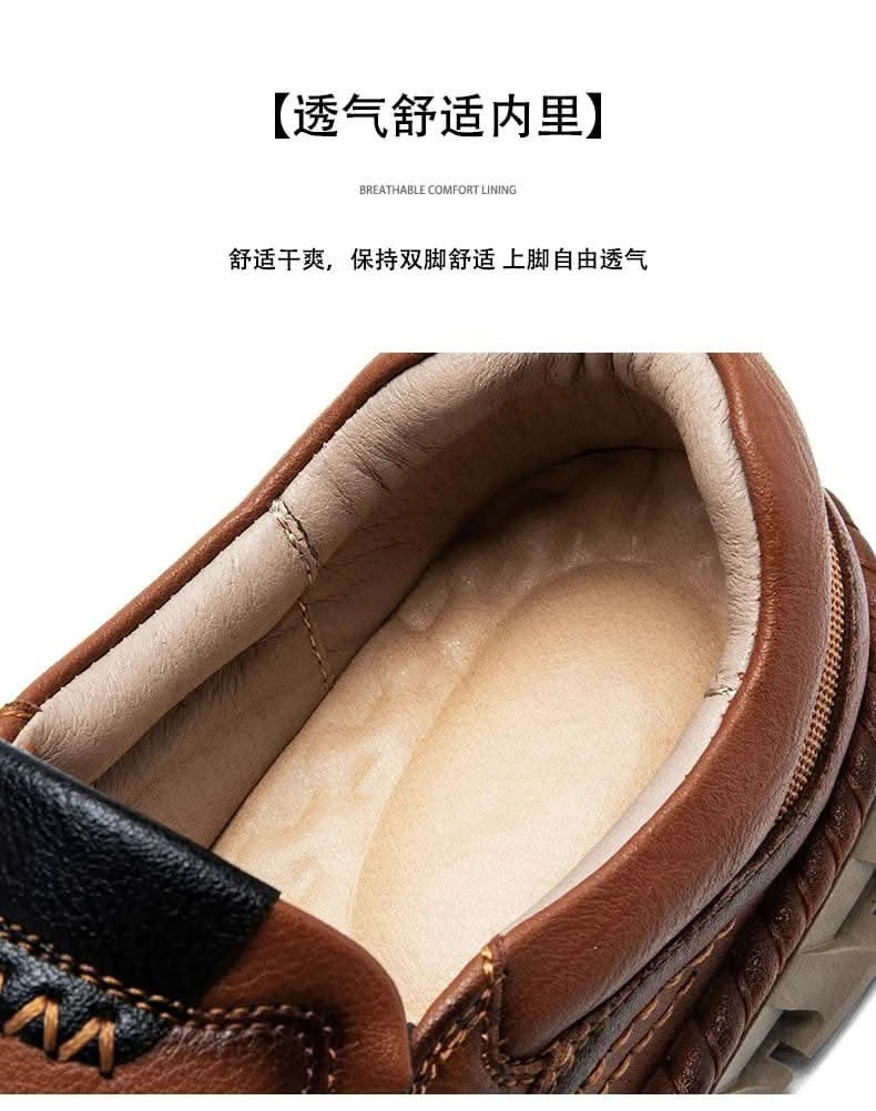 2024 Retro Loafer Genuine Split Leather Classic Shoes Sewing Comfortable Men Casual Slip-on Club Party Shoe Spring Summer - M & M Global