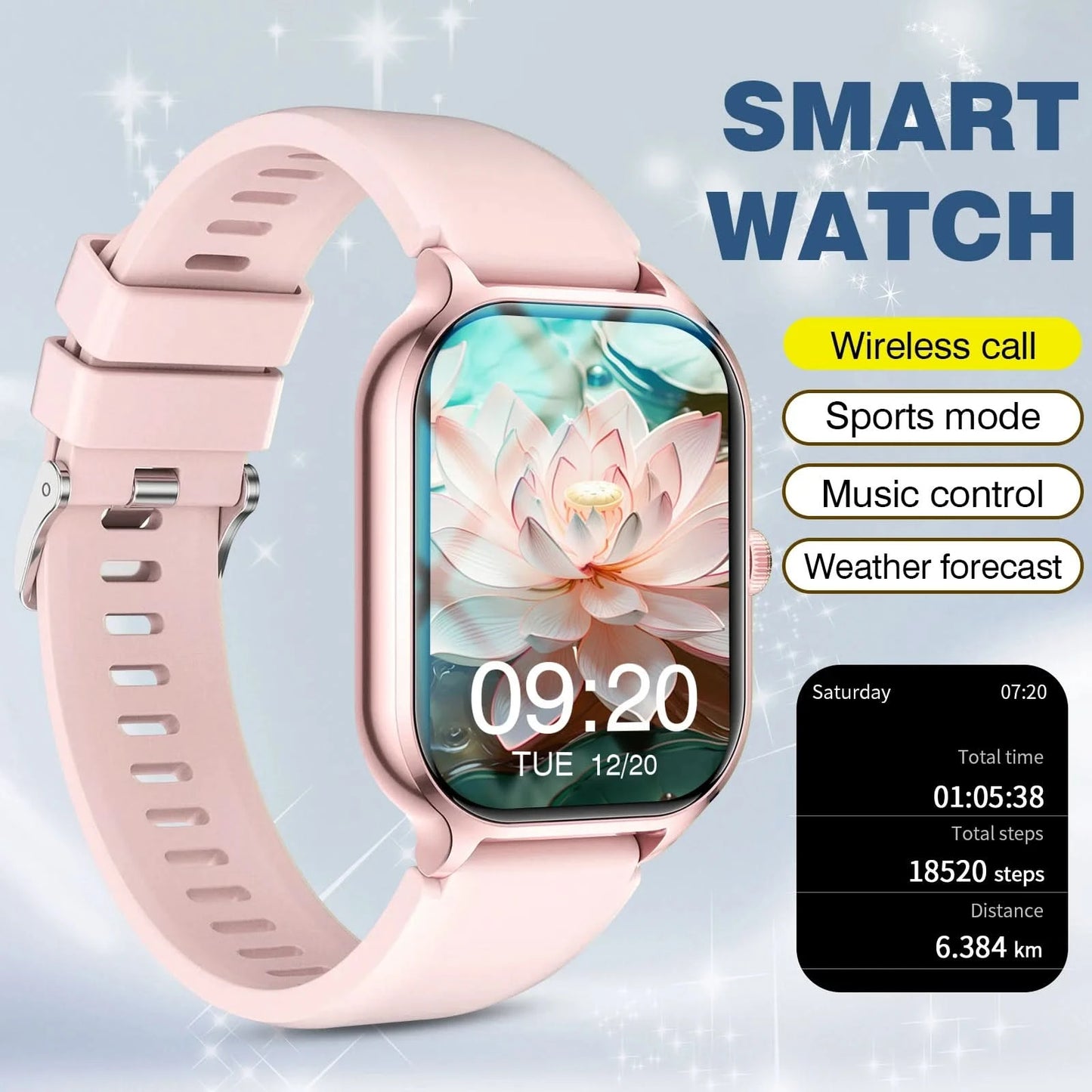 Smart watch, wireless calling, customizable dial, remote photography, multiple sports modes, suitable for iPhone/Android