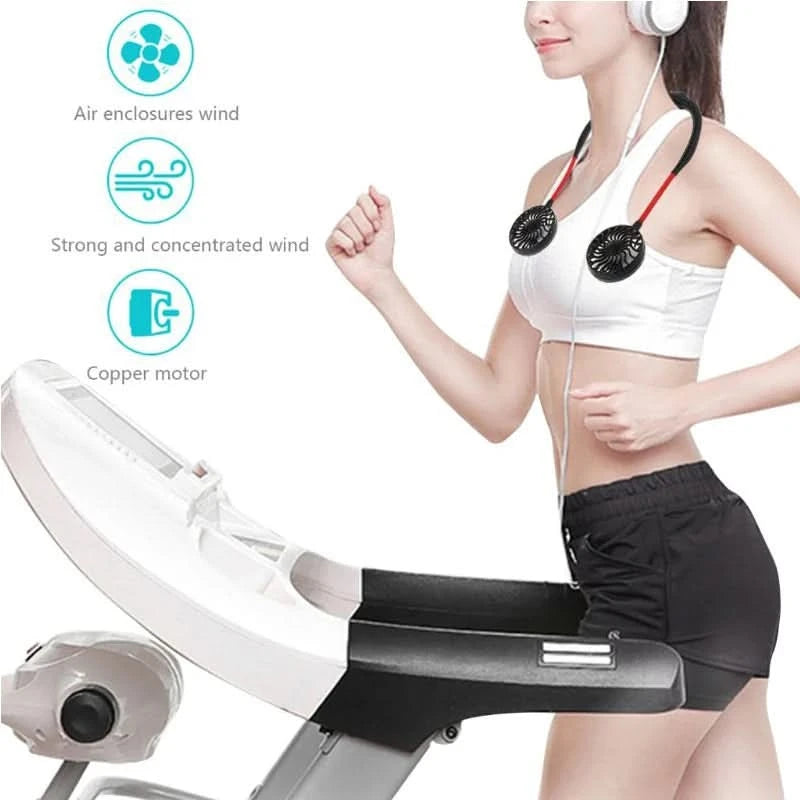 Hot sale Summer Cooling Fan Mini Neck Hanging Fan Hands Free Mini USB Neckband Fan for Sports Home Office Travel - M & M Global