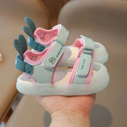 Children's Sandals 2-12 Years Old Cartoon Greenish Pink Soft Boys Girls Beach Shoes Casual Non-slip Kids Baby Sports Sandals - M & M Global